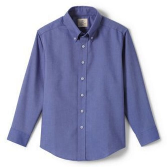 NWT LANDS' END BOYS LONG SLEEVE OXFORD DRESS SHIRT FRENCH BLUE 12H - Picture 1 of 8